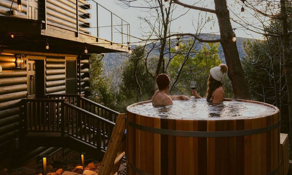 Julian Cabin | Award-winning A-frame in Julian. Luxe interiors, gorgeous sunset views, cedar hot tub, and total mountain serenity.