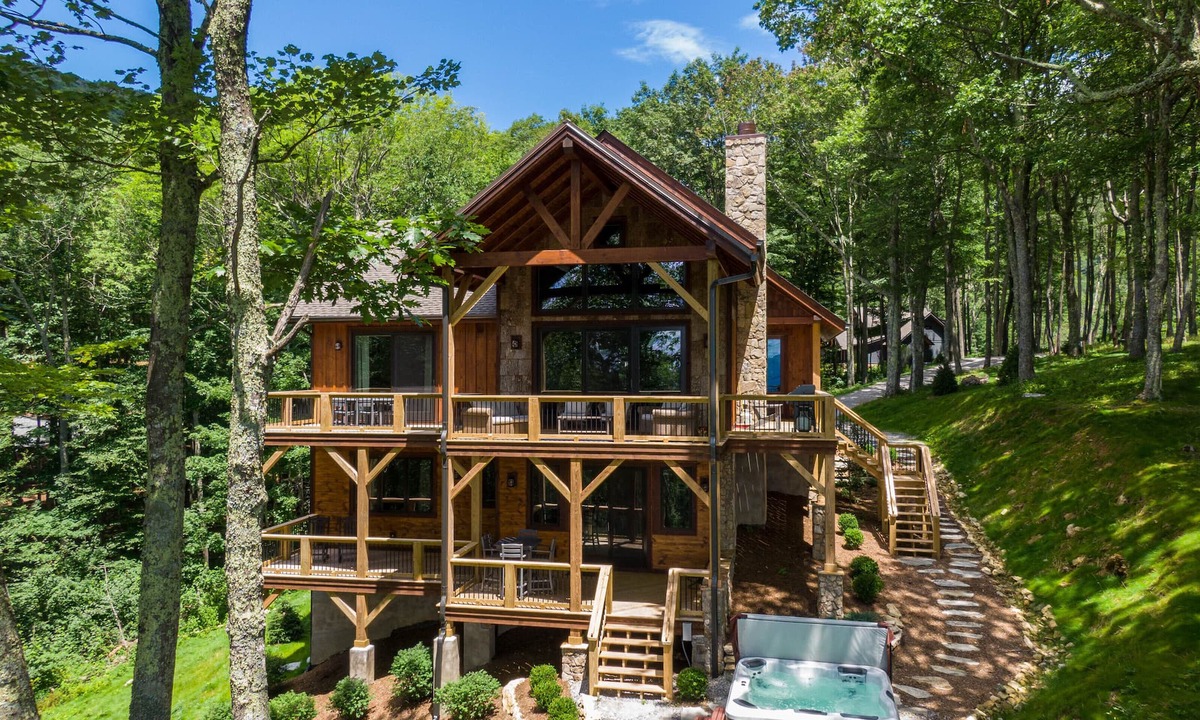 Banner Elk House | Blue Ridge View at Eagles Nest: Hot tub, luxury, pool table, views, firepit, pet friendly!