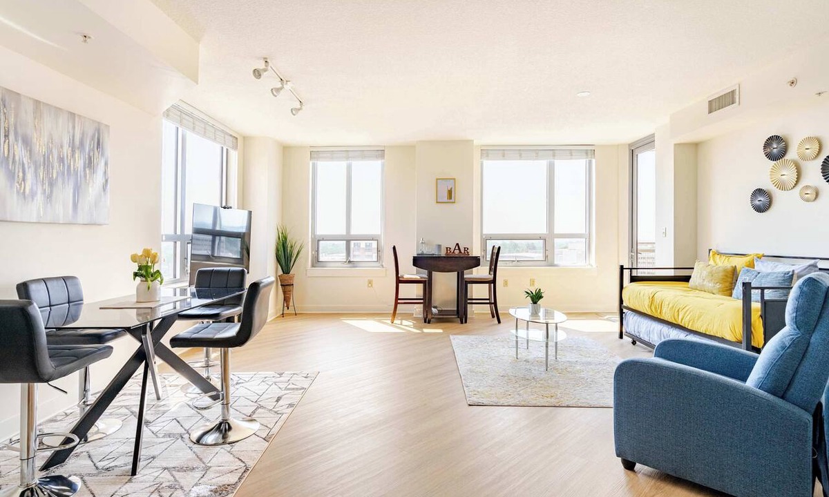 Downtown Apartment | Downtown Silver Spring 2BR Skyline Balcony Suite Walkable to DC Metro Luxepad