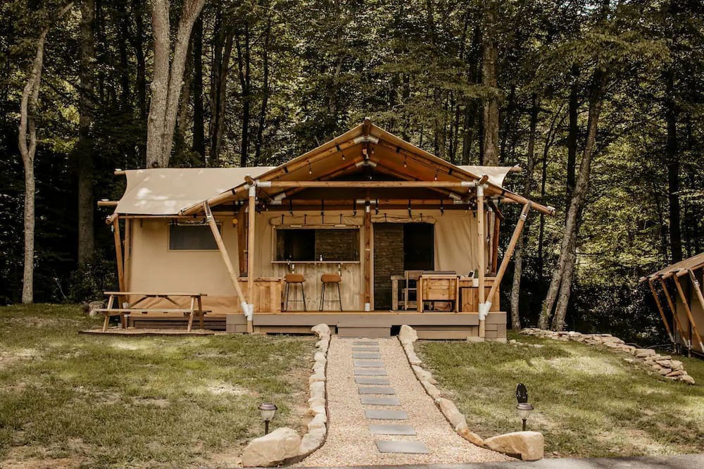 Flag Pond RV Rental | Incredible Safari Tent Perfect for Family Getaways in Erwin, Tennessee