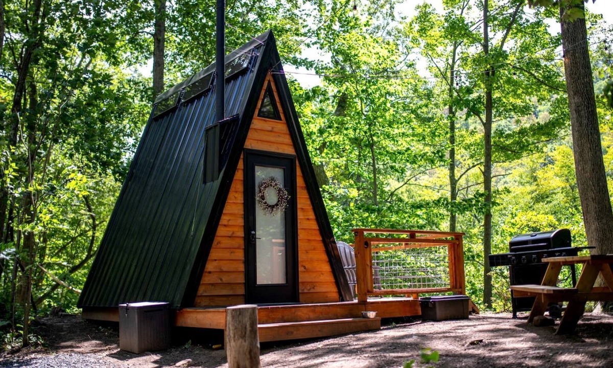 Elk Garden Cabin | Secluded Off-Grid A-Frame Cabin with Creek Access near Abrams Creek, West Virginia