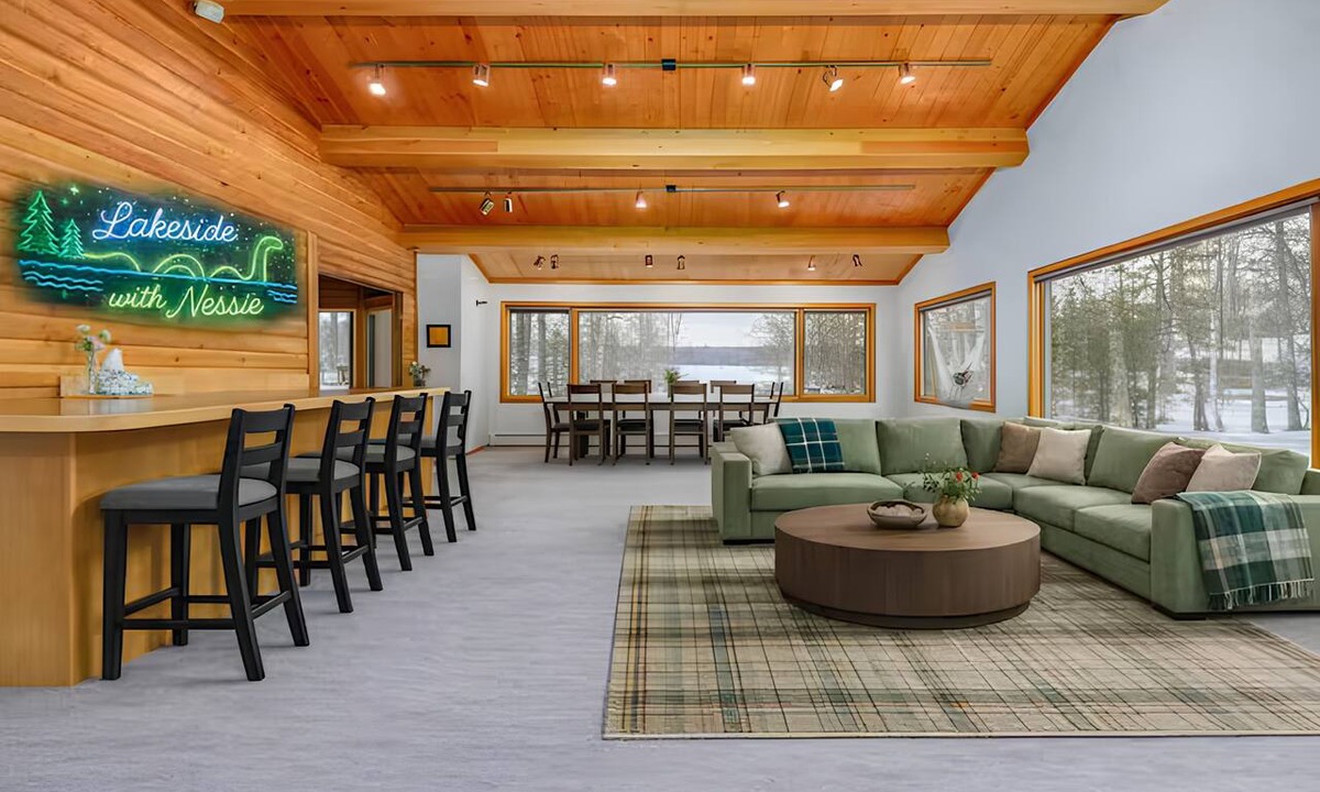 Sand Lake House | Spacious Lakeside Home with Firepit, Wraparound Deck, Kayaks & Gym