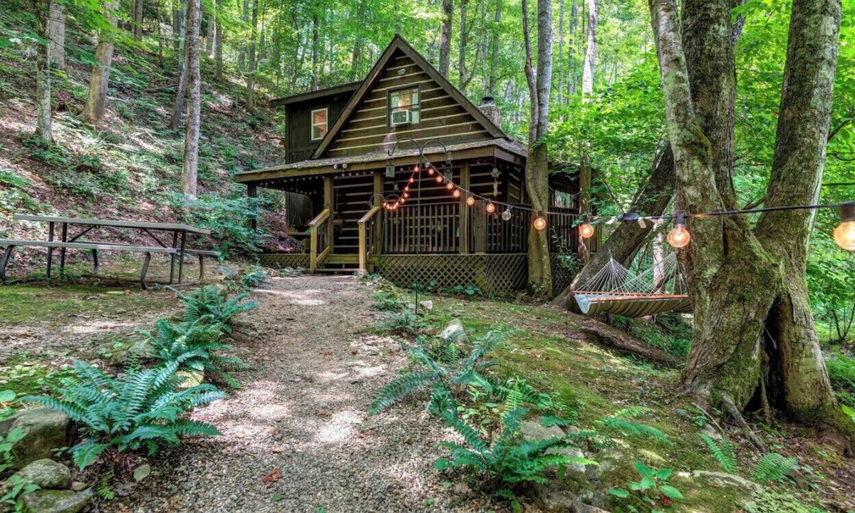 Roan Mountain Cabin | Storybook Cabins in the Woods - 1BR w/Loft - Creek - Fairy-Lit Path - Romantic