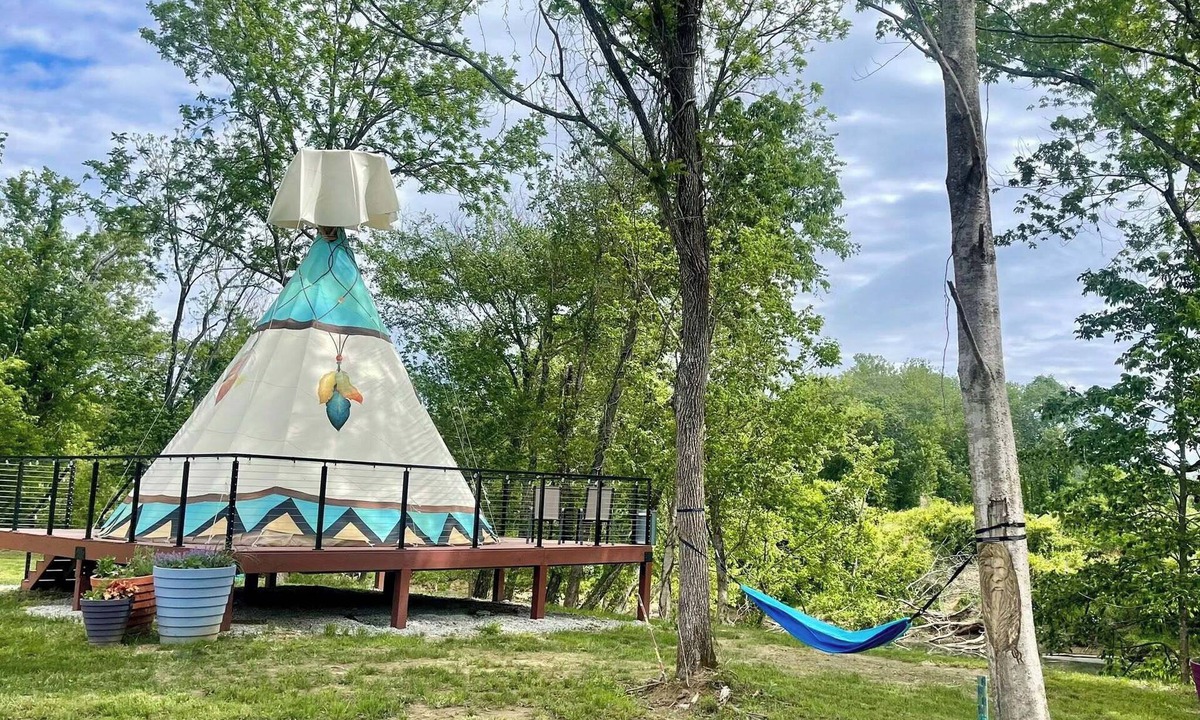 Farmers Resort | The Dreamcatcher Teepee at The Edge—Unique Riverfront Glamping in Salt Lick, KY