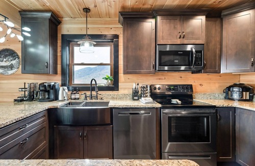 Chalet Village North Cabin | 270° Mt LeConte Views, Sleeps 25, Theater, Arcade, Hot Tub, Fire Pit, Pets OK