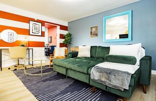 Gateway District House | Arts Dist. Strip-View Balcony Suite | Games + Desk