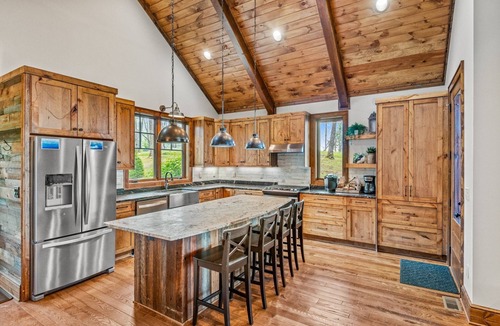 Banner Elk House | Blue Ridge View at Eagles Nest: Hot tub, luxury, pool table, views, firepit, pet friendly!