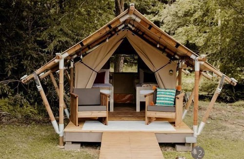 Flag Pond RV Rental | Cozy Safari Tent for Two in Erwin, Tennessee