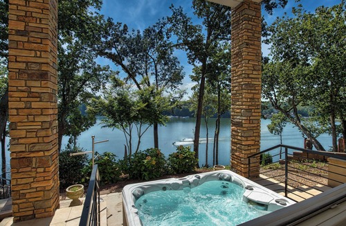 Barium Springs Villa | Exclusive Semi-Private Island Estate on Lake Norman - Sleeps 22, Hot Tub, Private Dock, 2 Game Rooms, Full Bar, Elevator, Chef's Kitchen, 180° Lakefront Views, 2 Acres