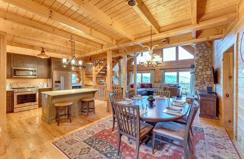 Vein Mountain Cabin | Hot Tub, Game Room! Group-Friendly Nebo Cabin
