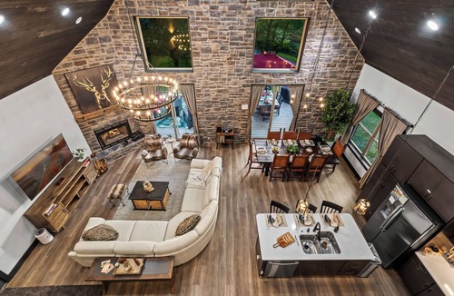 Alpine Lake Cabin | Luxe Lodge Hot Tub Arcade Game Rm, Outdoor Movies, Dogs OK, Resort w/Indoor Pool