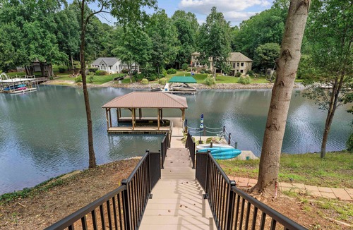 Mooresville House | Luxury Lake Norman Retreat w/Hot Tub, Gameroom, Firepit, Dock
