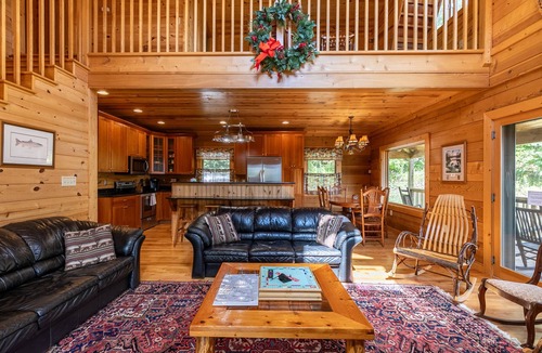 Boone House | Morris Cabin- Cedar log cabin with hot tub, dog friendly, mountain views