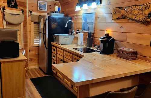 Flag Pond Apartment | New Smoky Mountain Tiny Cabin on Bold Stream with Hot Tub.