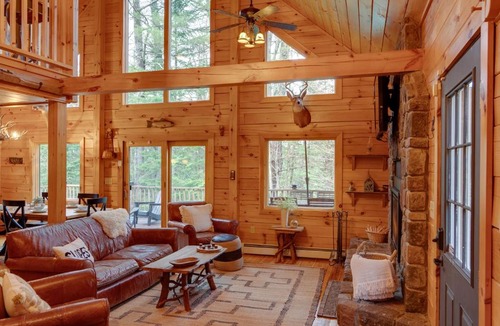 Bethel House | Newly Built Bethel Log Cabin with Deck, Near Skiing!
