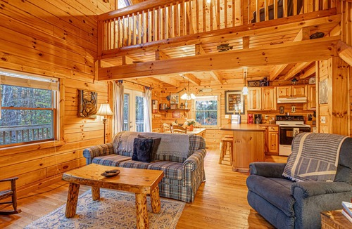 Lake Lure Cabin | Private log home with lake/beach/River/Mountains/HOT TUB / Canoes/Pets.