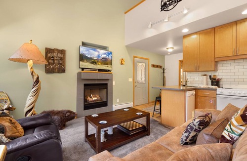 Fall River Estates Condo | Riverfront Fall River Retreat Fireplace Close to RMNP