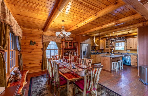 Banner Elk House | Running Waters Lodge - private log home with hot tub, game room, fire pit!