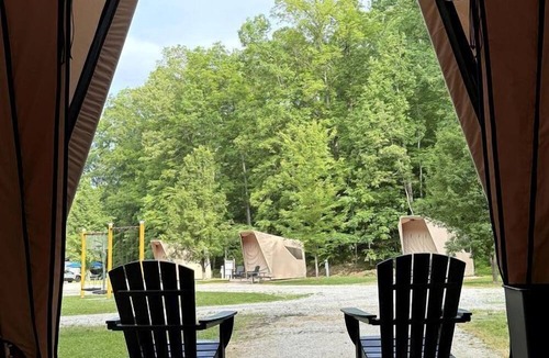 Hitchins RV Rental | Safari Tent Glamping in Kentucky with AC and Access to Biking Trails