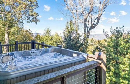 Clyde House | Secluded Smoky Mountain home with panoramic views, wood stove, & hot tub