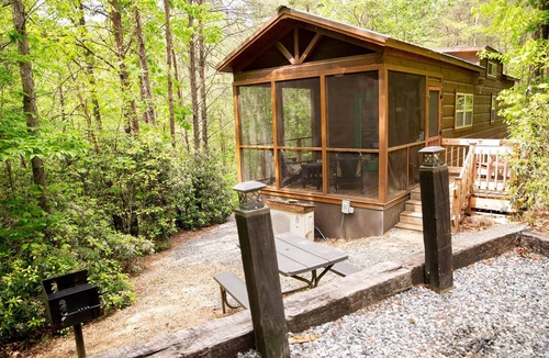 Mill Spring Cabin | Serenity Ridge Cabin D: Hideaway + Hot Tub