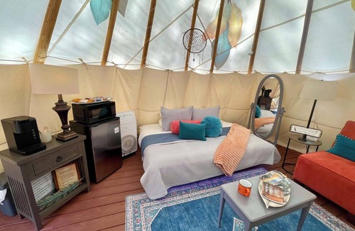 Farmers Resort | The Dreamcatcher Teepee at The Edge—Unique Riverfront Glamping in Salt Lick, KY