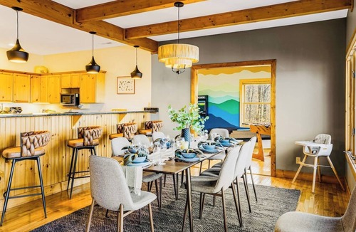 Wolf Laurel Cabin | Unwind Cabin: Hot Tub with Sunsets, Sauna, Views, & Game Room