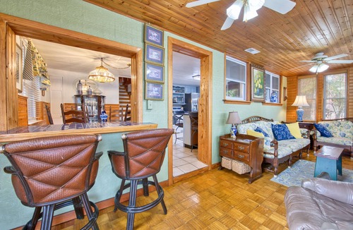 Sunset Cove House | Vintage lakefront mountain home with boat house, dock, firepit & fireplace
