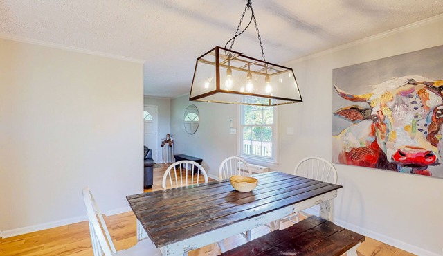 2-story secluded home with lawn, grill, firepit, deck, fireplace, air hockey, AC