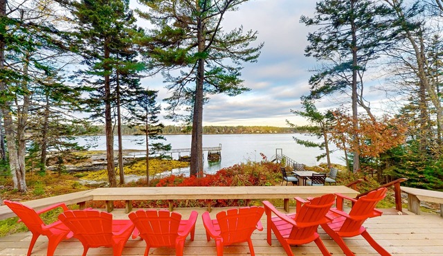 Amazing waterfront home with private deck, views, private dock, & fireplace