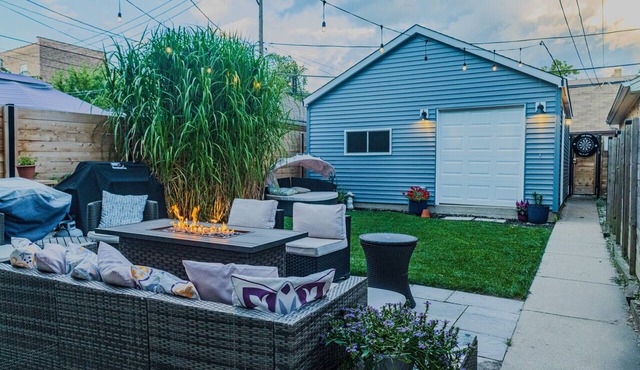 Modern 3-Bed Stay w/Patio, Firepit, & Garage Parking Spot