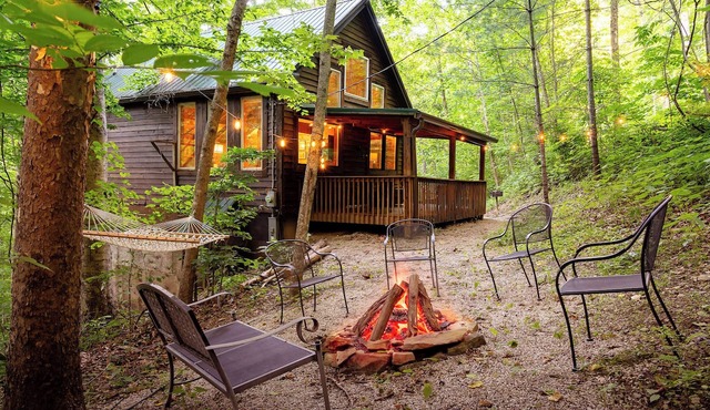 Pet Friendly RRG Cabin Near Nada Tunnel with Hot Tub, Fire Pit & Cool A/C