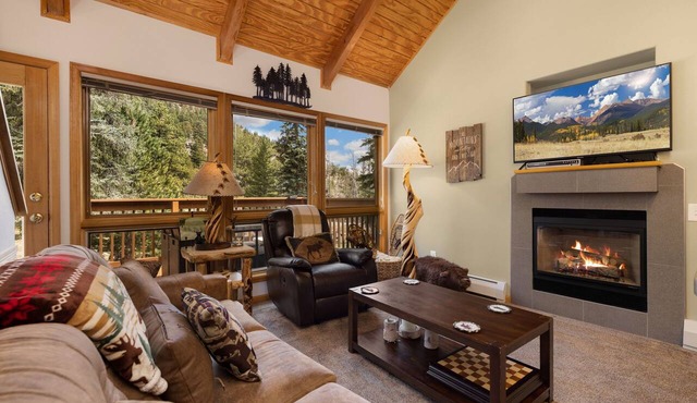 Riverfront Fall River Retreat Fireplace Close to RMNP