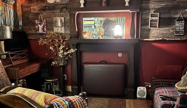 Tree house themed tiny house in a tiny house community mountain retreat.